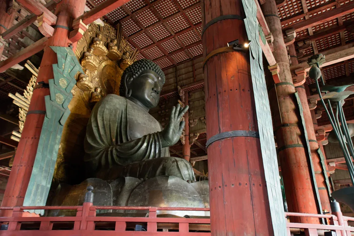 Great Buddha statue inside Todaiji in Nara on a three-day day trip from Tokyo