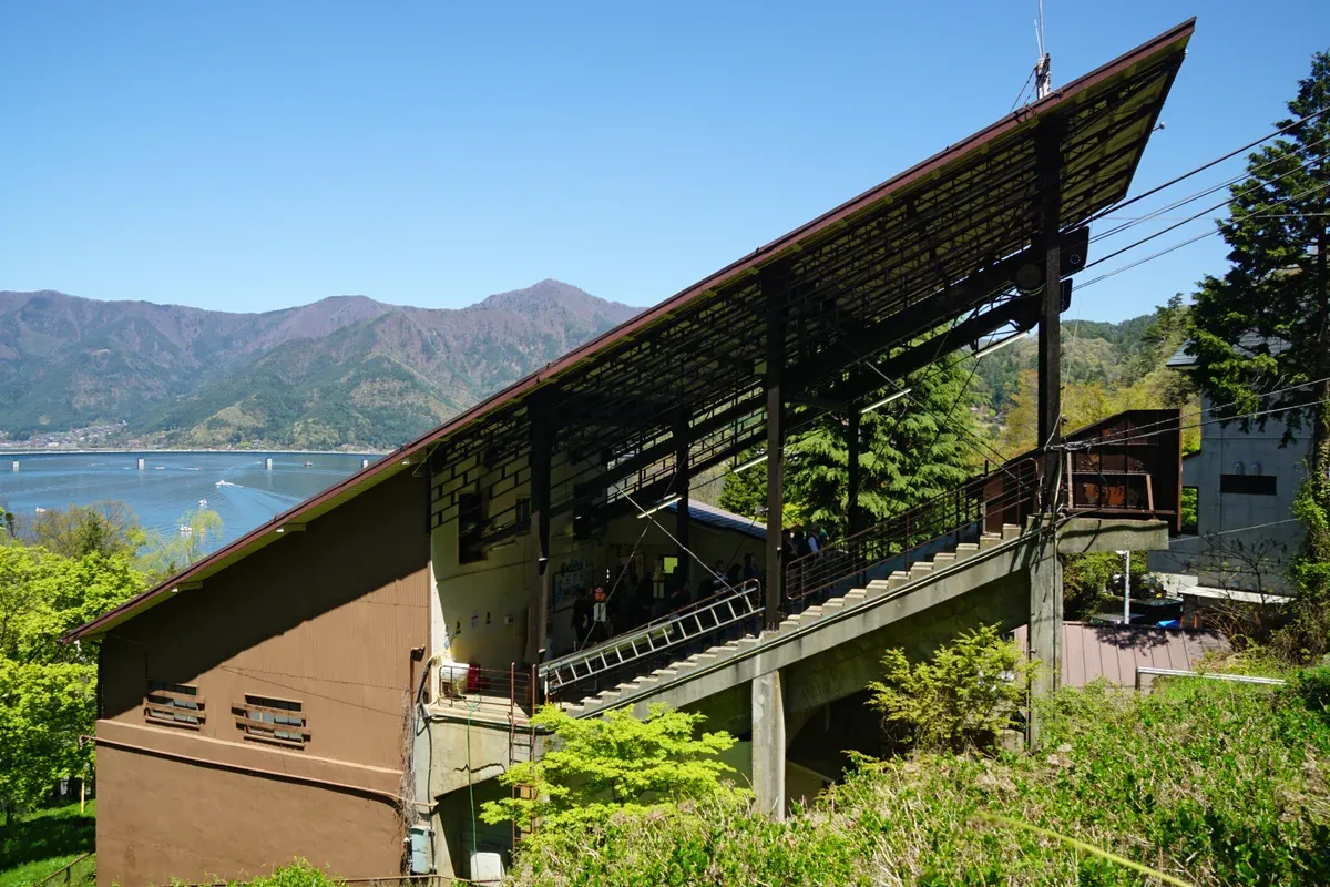 Kachi Kachi Ropeway station above Lake Kawaguchi on a day trip from Tokyo to Kawaguchiko