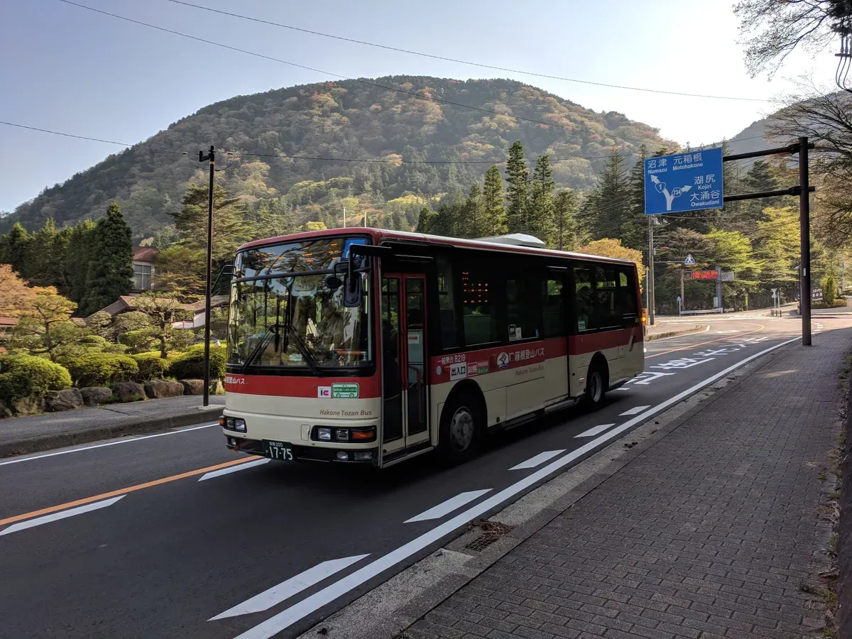 Hakone Tozan bus on the Hakone Free Pass route for a day trip from Tokyo